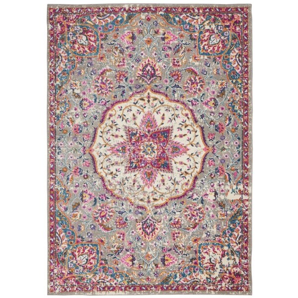 Palacedesigns 7 x 10 ft. Gray & Pink Medallion Area Rug - Gray Pink - 7' x 10' PA3640622 - main